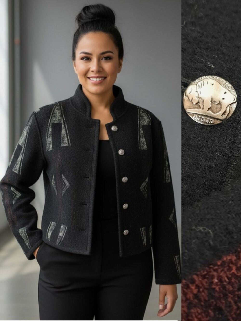 Vtg 90s wool jacket w/ buffalo buttons - Chico's brand